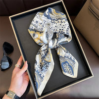 Bohemian Style Print Luxury Brand Silk Square Scarf Women Satin Shawls Neckerchief Wrap Scarves Bandana Hair Hjiab Floral Quick Pick Grocers