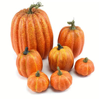 7pcs Pumpkin Autumn Decor Outdoor Orange Foam Plastic Fake Artificial Pumpkin Halloween Harvest Festival  Home Table Decor Quick Pick Grocers