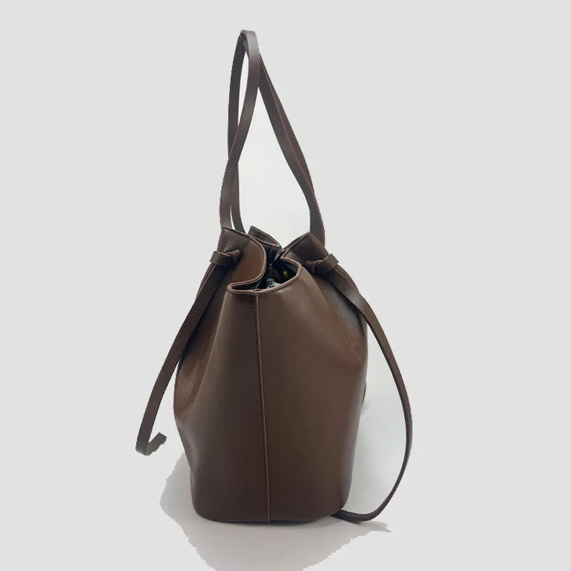 Fashion Large Capacity Trapeze Women Shoulder Bags Designer Metal Lock Handbags High-Quality Pu Leather Big Tote Commute Bag Quick Pick Grocers