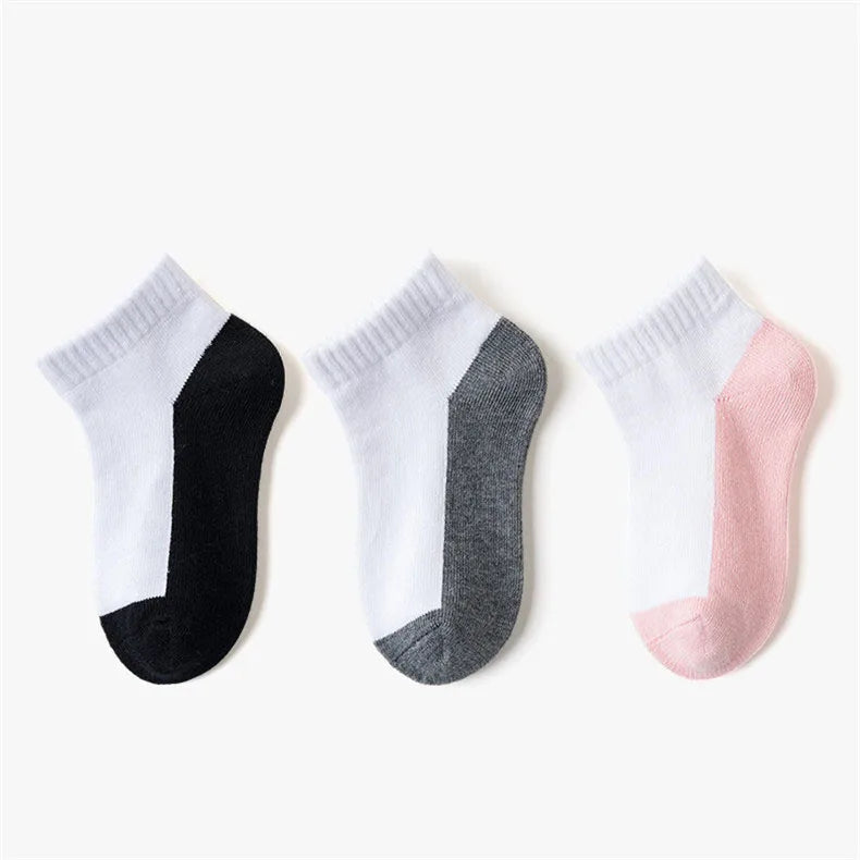 5 Pairs/Lot 2023 New Summer Children Socks Cotton Kids Fashion Black White Gray For 1-12 Years Teen Student Baby Girl Boy Socks Quick Pick Grocers