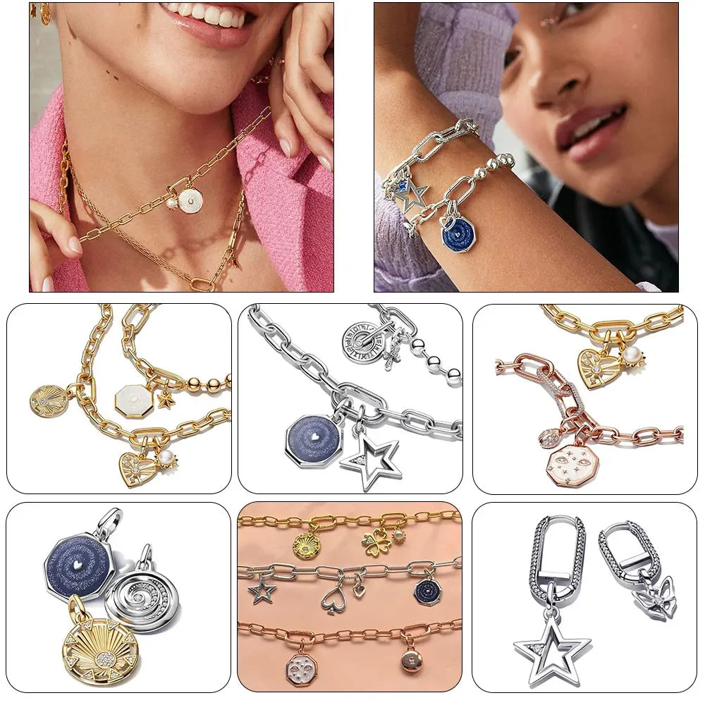 Sparkling Star Mini Dangle Charm Fit Brand Me Bracelet 925 Sterling Silver Me Series Green Heart Mini Charm Girl Party Jewelry Econic Blanks