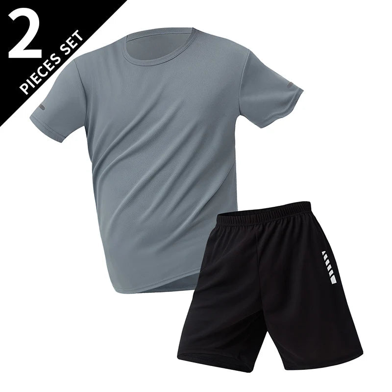 2/4/6 Pcs Plus Size Men's Quick-drying Short-sleeved Shorts Suit Men's Leisure Sports Running Fitness T-shirt Joker Shorts Teen Quick Pick Grocers