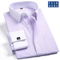 Men's Classic French Cuffs Social Dress Shirt Formal Business Standard-fit Long Sleeve Wedding Party Office Work White Shirts Quick Pick Grocers