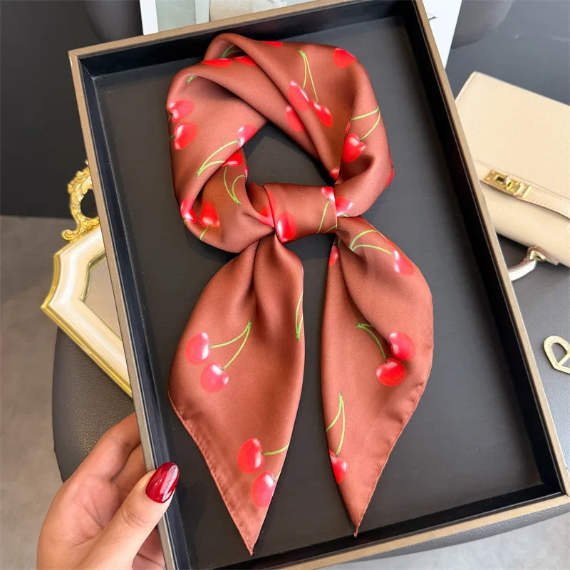 Bohemian Style Print Luxury Brand Silk Square Scarf Women Satin Shawls Neckerchief Wrap Scarves Bandana Hair Hjiab Floral Quick Pick Grocers