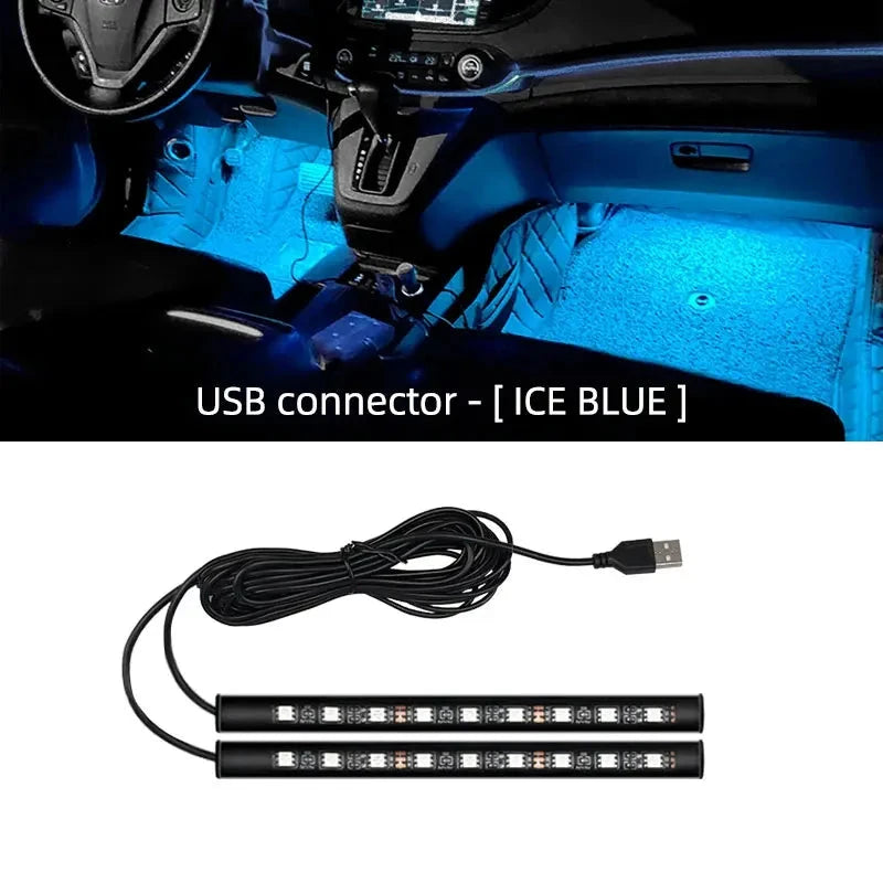 2-in-1 LED Car Neon Interior Light – USB & Cigarette Lighter Footwell Ambient Light, Car Backlight Atmosphere Lamp Accessories Econic Blanks