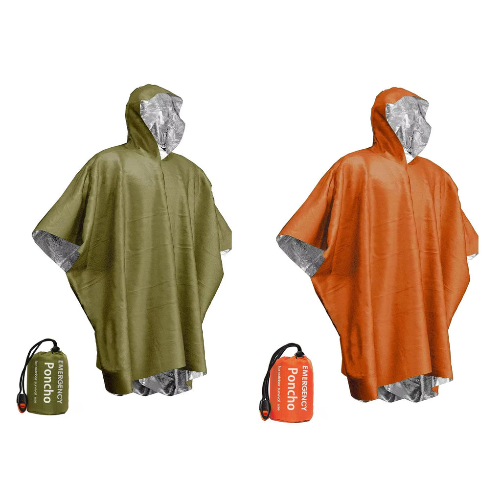 Emergency Waterproof Raincoat Aluminum Film Disposable Poncho Warm Thermal Rainwear Blankets Survival Tools Camping Equipment Quick Pick Grocers