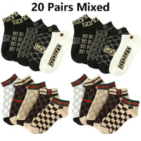 5/10/20 Pairs Winter Socks Men Short Breathable Luxury Socks Designer Brand Low-Cut Fashion Trendy Ankle Socks Geometric Pattern Quick Pick Grocers