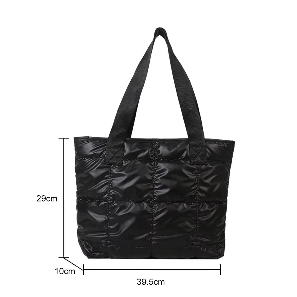 Fashion Ladies Tote Handbags Large Capacity Cotton Padded Shopping Bag Rhombus Portable Handbag Quilted Solid for Leisure Travel Econic Blanks