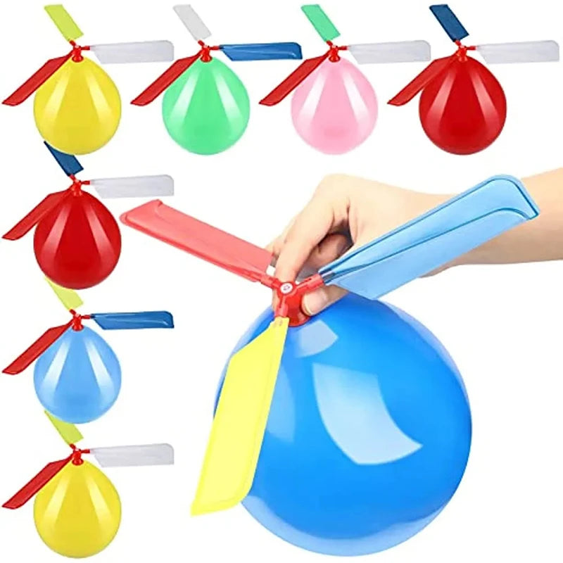 6PCS Air Balloon Helicopter Toy Funny Balloon Ortable Outdoor Helicopter Flying Kids Birthday Party Children's Day Game Quick Pick Grocers