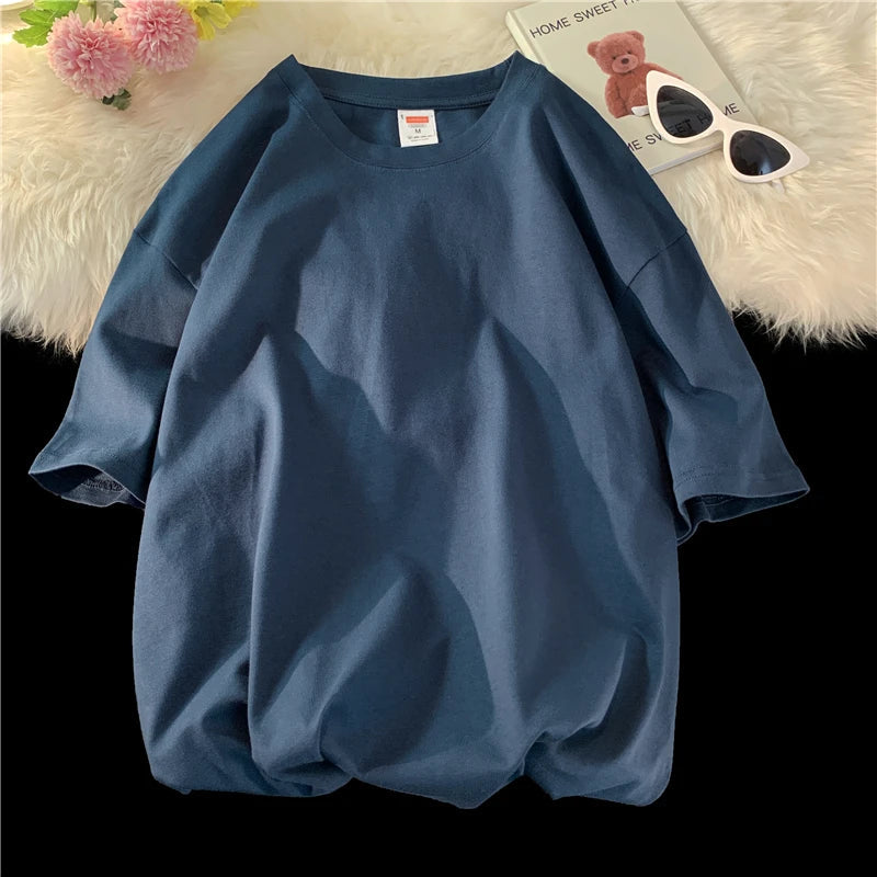 Oversized Summer Short Sleeve Men's T Shirt New Fashion Solid Loose O-Neck T Shirts Mens Cotton Hip Hop Streetwear Top Tees 5XL Quick Pick Grocers