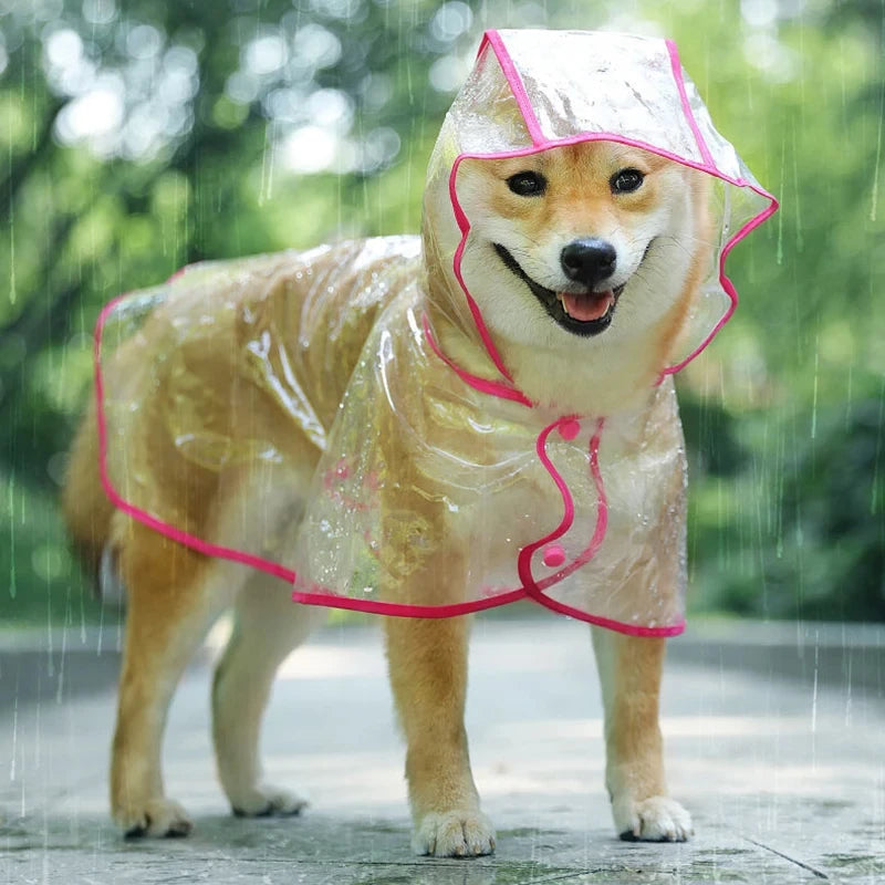 Pet Dog Puppy Transparent Rainwear Raincoat Pet Hooded Waterproof Jacket Clothes Soft PVC Small Dogs Raincoat Puppy Rain Poncho Econic Blanks