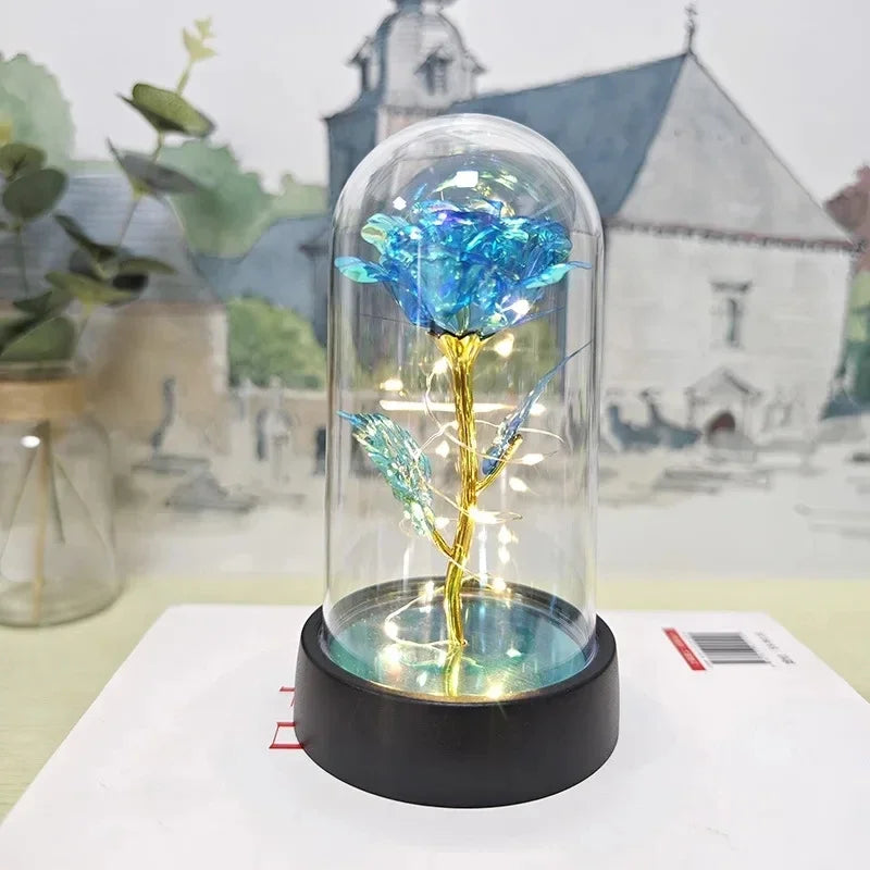 Artificial Rose Flowers Valentines Day Gift for Girlfriend Eternal Rose LED Light Foil Flower Wedding Decor Christmas Gifts Purest Peak Salt