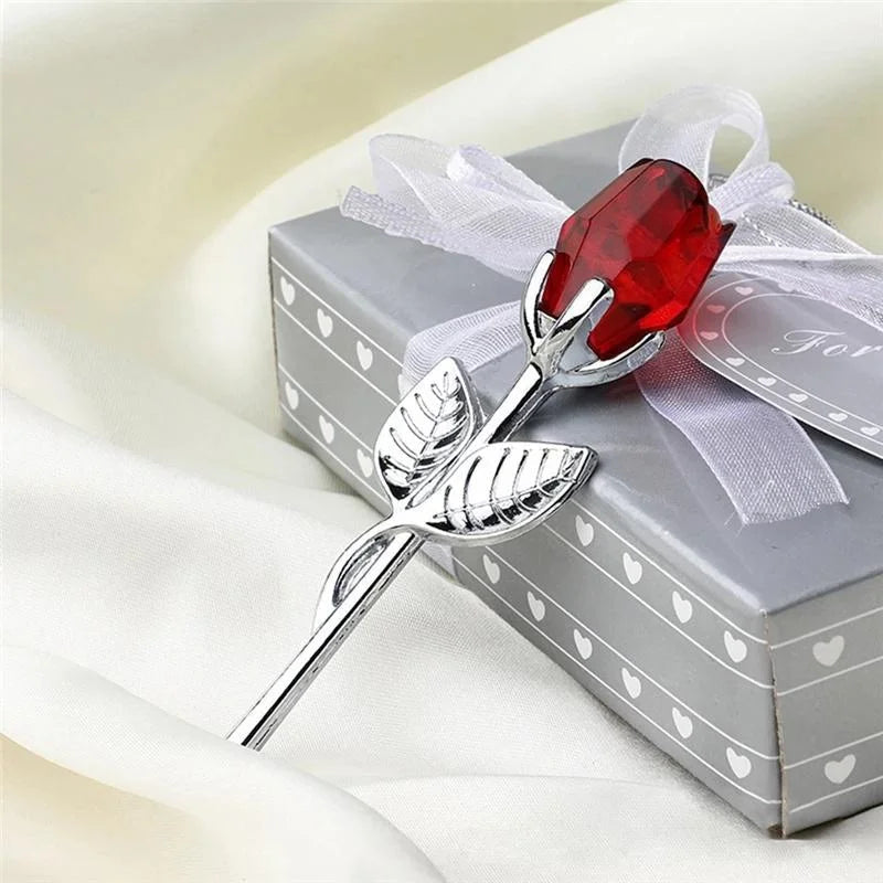 6 Colors Crystal Glass Rose Flower Figurines Craft Valentine's Day Favors X'mas Lovers' Gift Souvenir Home Wedding Decoration Econic Blanks