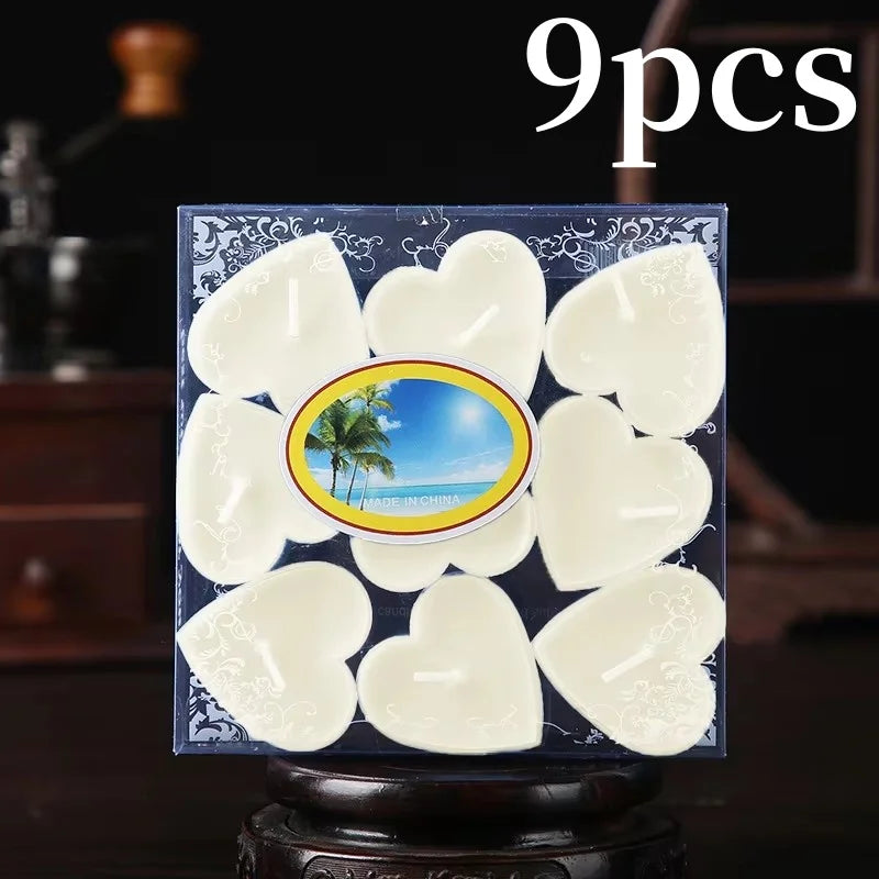 9pcs Heart-shaped Scented Tea Candles Valentine's Day Romantic Love Candle Proposals Wedding Anniversary Decorative Candle Econic Blanks