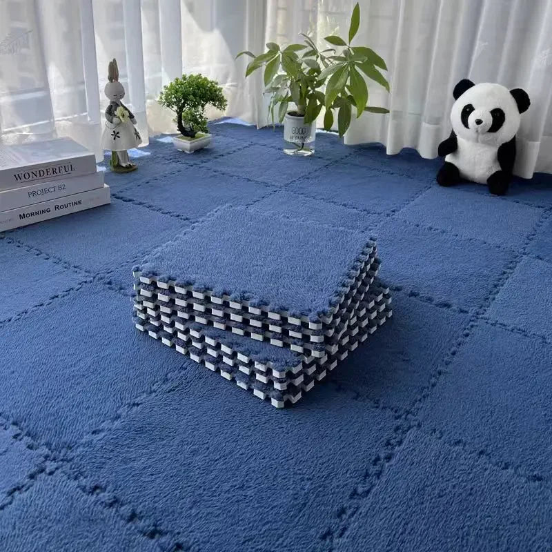 10Pcs 30*30CM Creative Plush Puzzle Foam Floor Mat Puzzle Carpet Warm Playmat Interlocking Exercise Tiles Fluffy Area Rugs Quick Pick Grocers