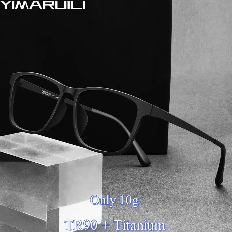YIMARUILI Ultra Light Fashion Men's Glasses Frames Square Comfortable Pure Titanium Optical Prescription Big Eyeglasses HR3068 Econic Blanks