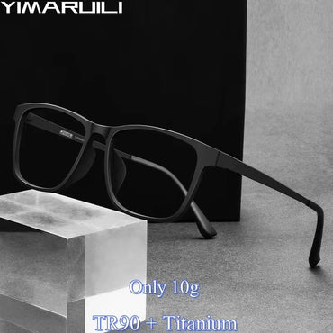 YIMARUILI Ultra Light Fashion Men's Glasses Frames Square Comfortable Pure Titanium Optical Prescription Big Eyeglasses HR3068 Econic Blanks