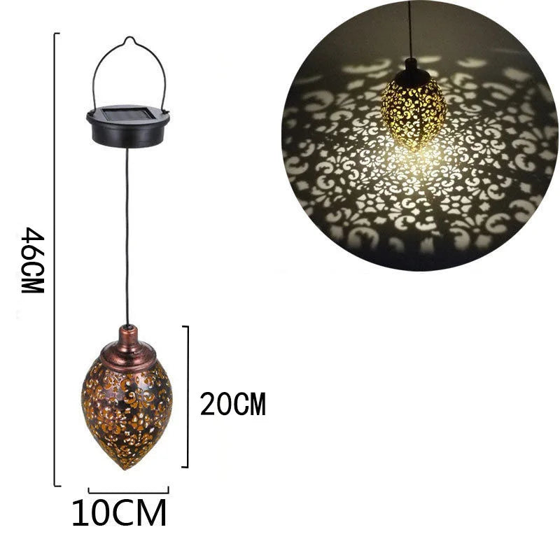 Outdoor Water Drop Shaped Solar Projection Light Waterproof Hollowed-out for Garden Patio Stair Fence Street Landscape Balcony Quick Pick Grocers