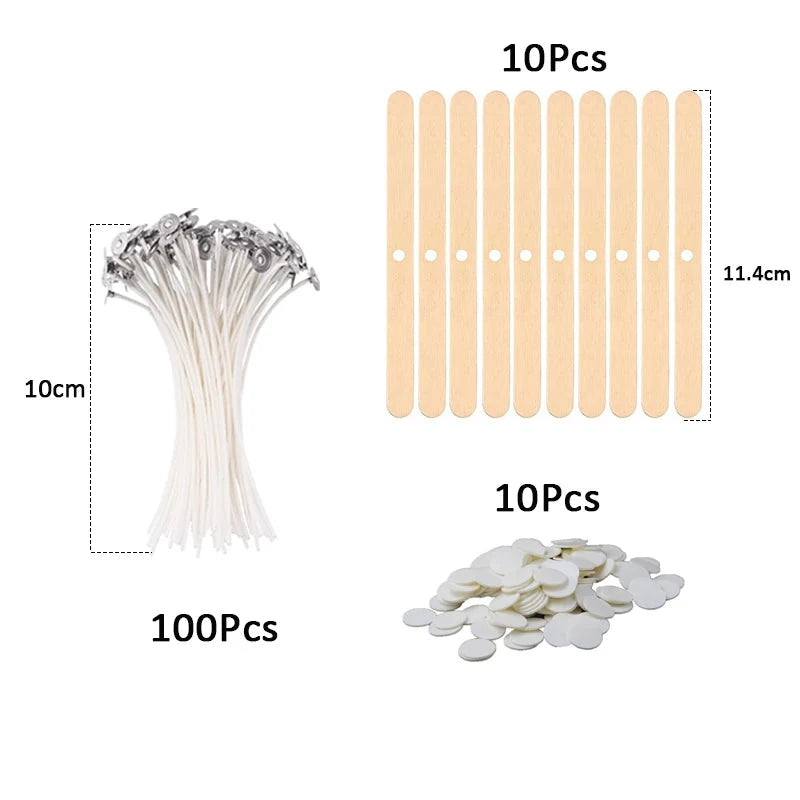 120Pcs Waxed Cotton Candle Wicks with Stand Original Smokeless Candle Wick for DIY Candle Silicone Mold Candle Making Supplies Econic Blanks