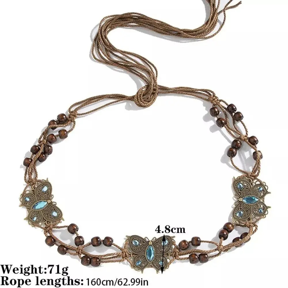 New Butterfly Tassel Waist Chain Y2K Trendy Bohemian Belt Summer Beach Accessories Vintage Flower Bohemian Belt Quick Pick Grocers