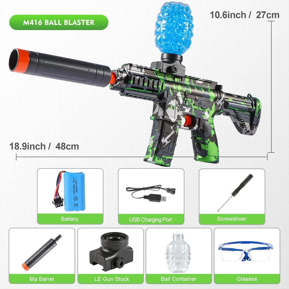 M416 Electric Ball Blaster Toy Gun - High-Speed, Metallic Finish, Rechargeable - Halloween Thanksgiving Gift(Bullets Excluded) Econic Blanks