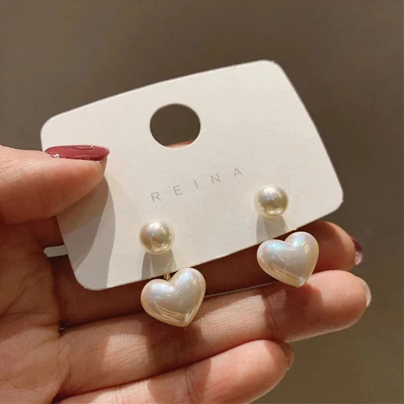 New Fashion love Heart Pearl Earrings for Women Sweet Elegant Temperament Drop Earring Trend Jewelry Accessories Econic Blanks