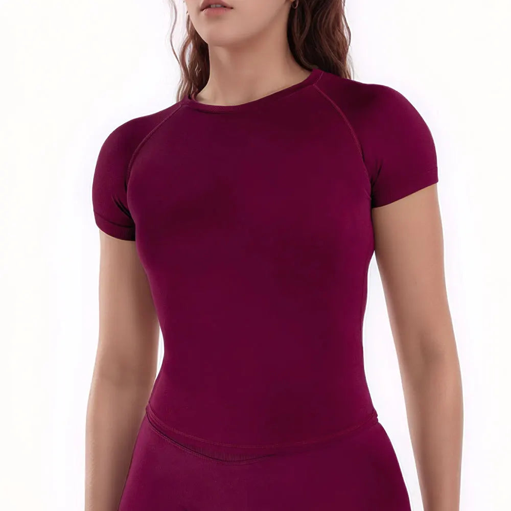 NCLAGEN Sport Shirt Women Fitness Impact Short Sleeve Top Gym Workout Yoga Blouse Quick Dry Breathable Running Tee Versatile Top Quick Pick Grocers