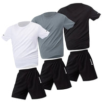 2/4/6 Pcs Plus Size Men's Quick-drying Short-sleeved Shorts Suit Men's Leisure Sports Running Fitness T-shirt Joker Shorts Teen Quick Pick Grocers