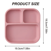 Color Kids 1PCS BPA Free Silicone Divided Square Plate Suction Baby Dish Leakproof Toddler Kids Meal Tray Easy Clean Tableware Purest Peak