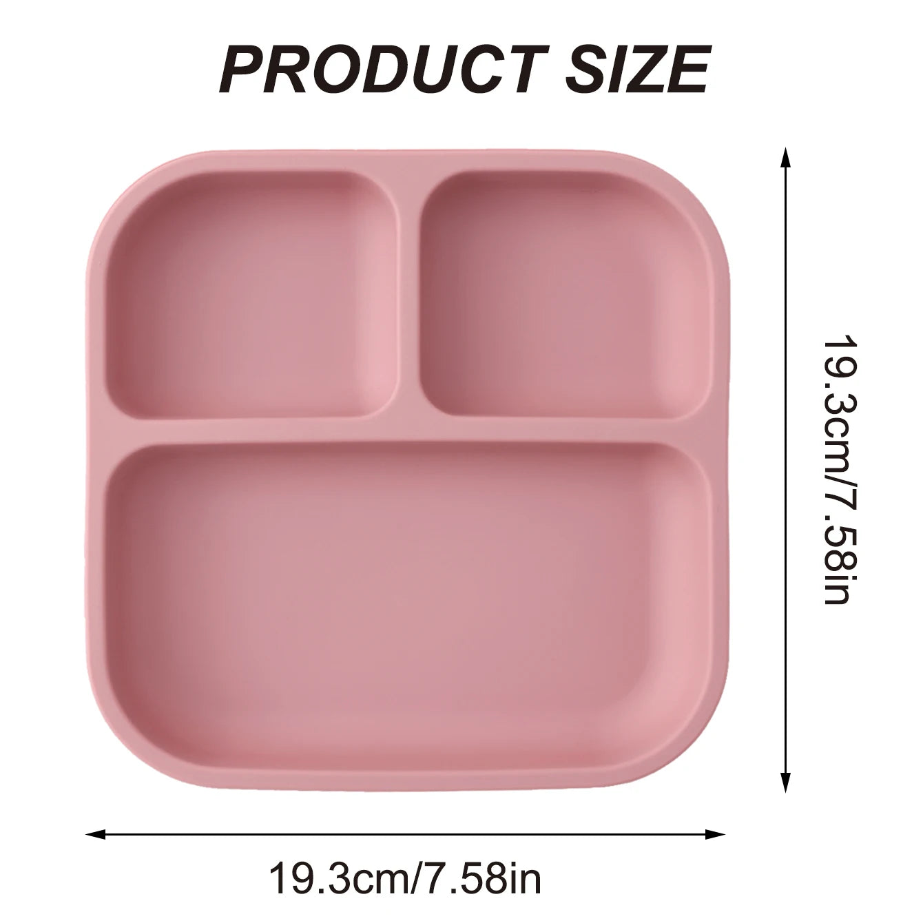 Color Kids 1PCS BPA Free Silicone Divided Square Plate Suction Baby Dish Leakproof Toddler Kids Meal Tray Easy Clean Tableware Purest Peak