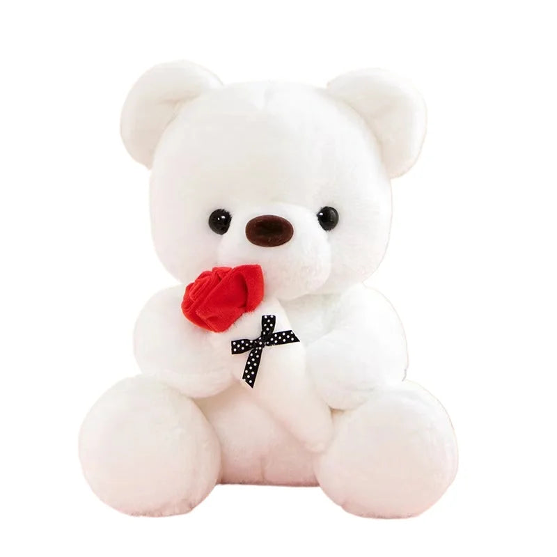 Cute Rose Bear Plush Toy Stuffed Animal Doll Romantic Gift for Girlfriend Valentines Day Birthday and Anniversary Present Quick Pick Grocers
