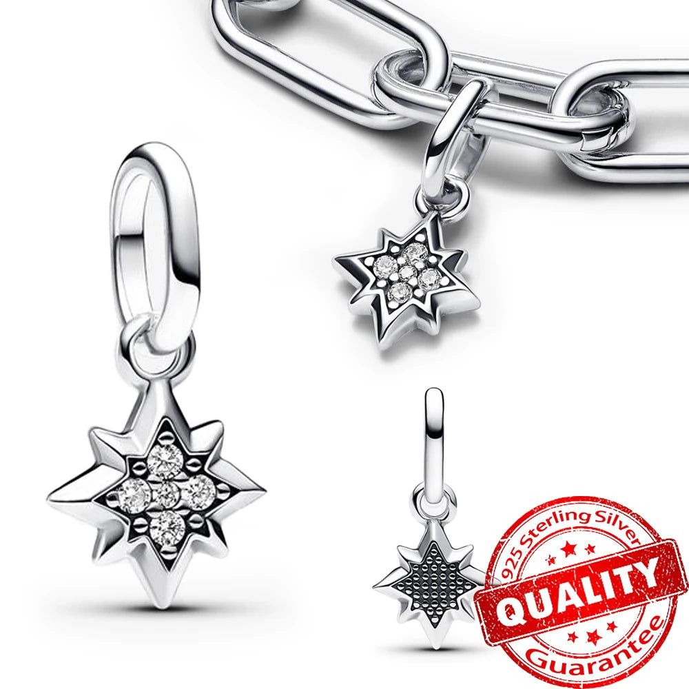 Sparkling Star Mini Dangle Charm Fit Brand Me Bracelet 925 Sterling Silver Me Series Green Heart Mini Charm Girl Party Jewelry Econic Blanks