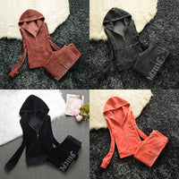 Winter Velvet Tracksuit for Women: Heavy Duty Fleece Lined Hoodie and Pants Set | Solid Color Warm Jogger Outfit Quick Pick Grocers