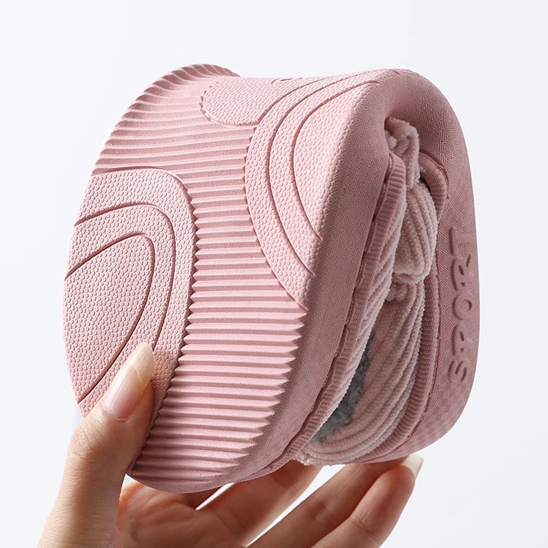 Thick Sole Home Indoor Outside Men And Women Couples Winter Household Warm Fluffy Slippers High Heels Plush Cotton Shoes Ladies Purest Peak
