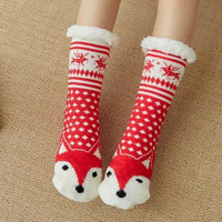 Christmas Gift Slipper Socks Women Thermal Winter Warm Plush Non slip Grip Sleeping Floor Short Sock Fuzzy Fluffy Female Cartoon Quick Pick Grocers