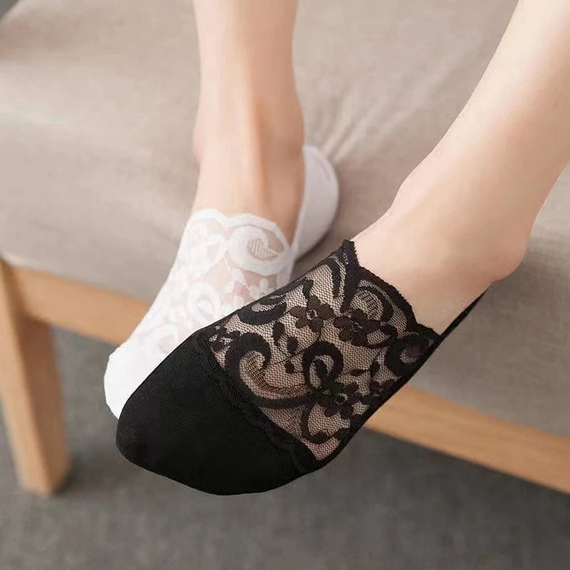 New Women Socks Slippers Non-slip Breathable Cute Lace Invisible Socks Sexy Non-slip Cool Thin Socks Fashion Black Boat Socks Quick Pick Grocers