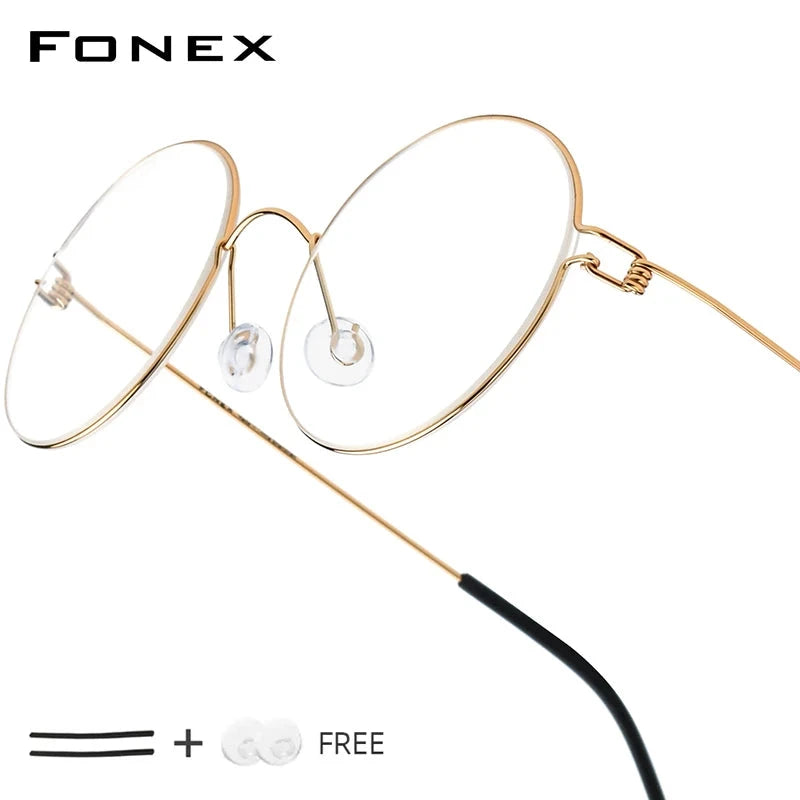 FONEX Screwless Eyeglasses Frame Men Women Round Morten Denmark Korean Glasses Frame Titanium Alloy Eyewear 98607 Econic Blanks