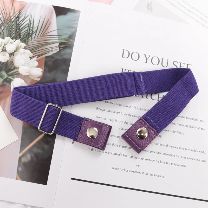 Elastic Belt Without Buckle Canvas Women Buckle Free Belt Ladies Jeans Pants Waist Lazy Belt Stretch No Buckle Invisible Belt Quick Pick Grocers