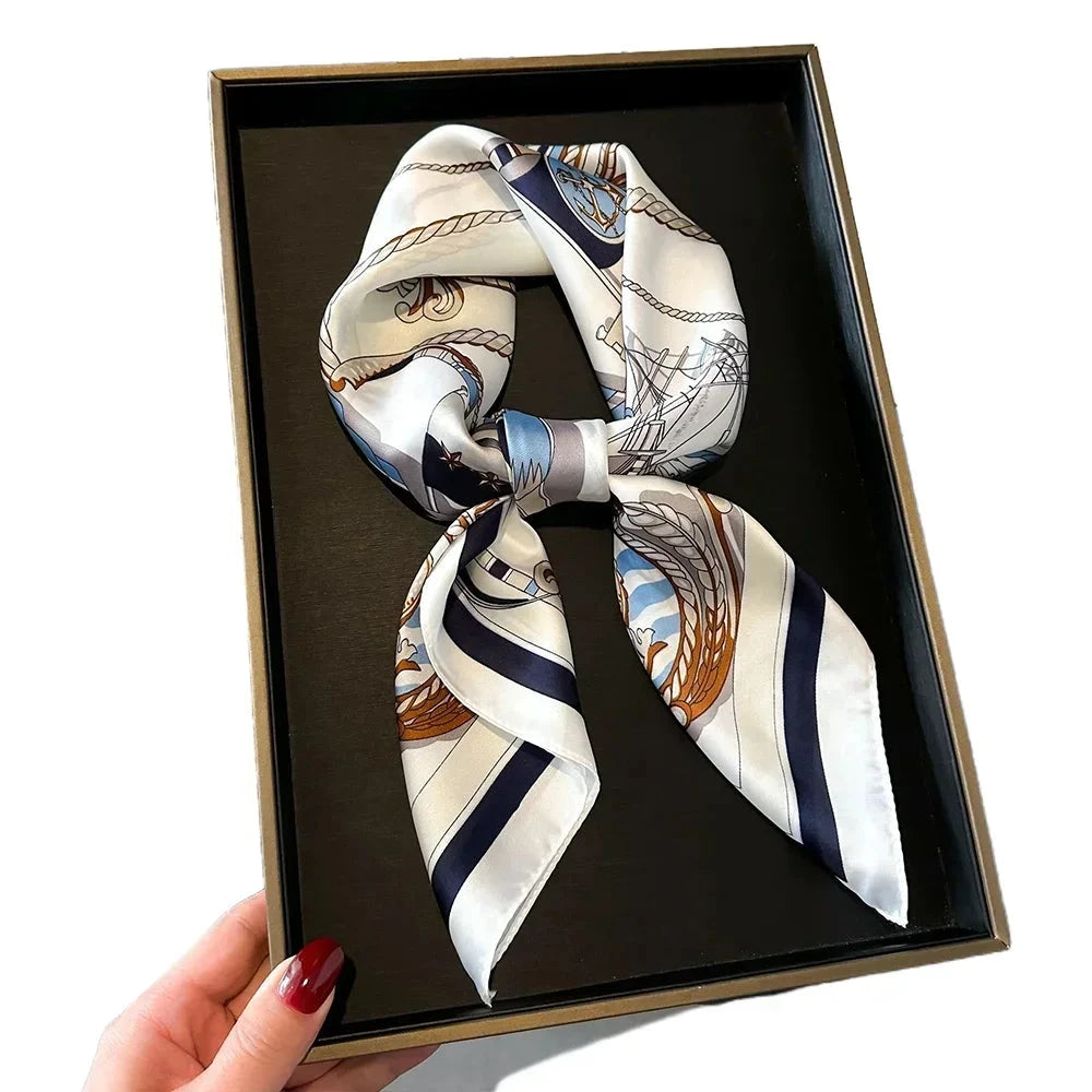 Neckerchief Female Luxury Square Scarf for Women Silk Feeling Shawl Satin Hijab Fashion Wraps Hair Bands Ribbon Headband Bandann Econic Blanks