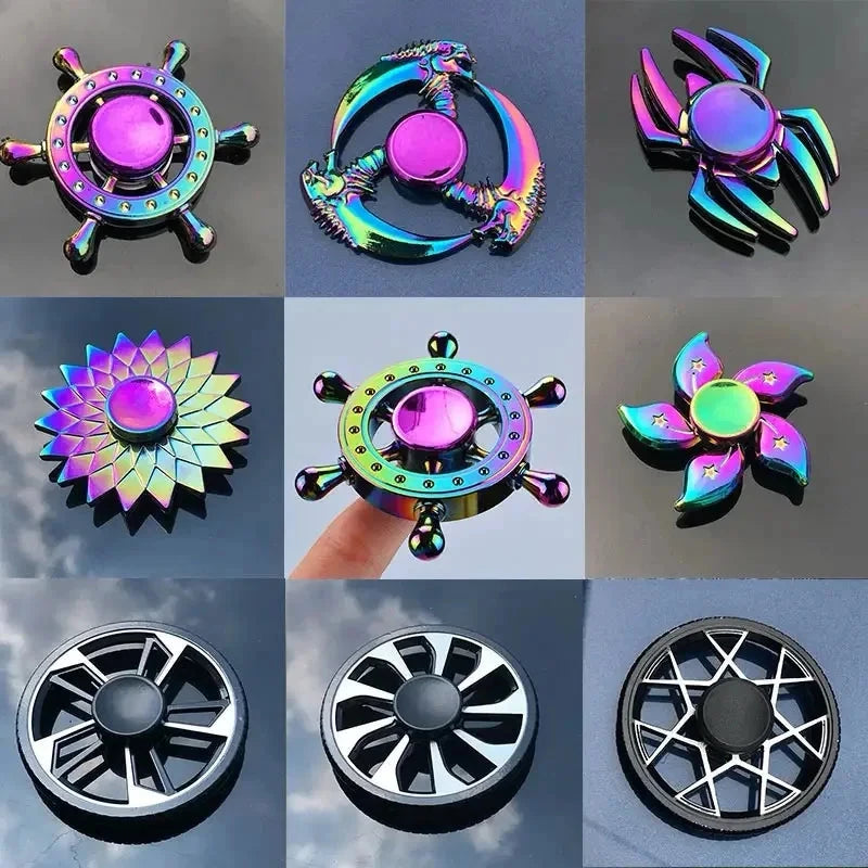 Metal Rainbow Fidget Spinner Colorful EDC Hand Spinner Anti-Anxiety Toy for Children Adult Relieves Stress Finger Spinner Gifts Econic Blanks