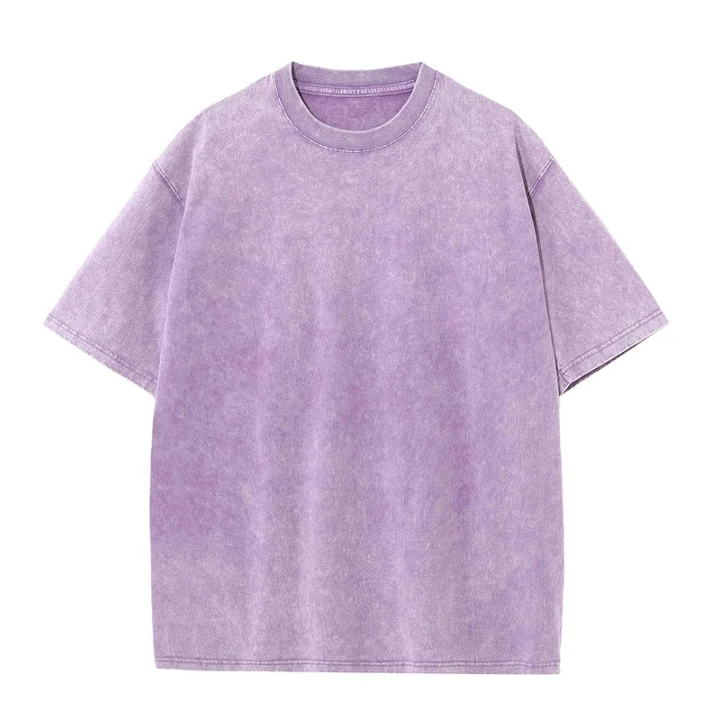 Men's Summer T-shirt 230G Heavy Cotton Vintage Washed T-Shirts Oversized Short Sleeve Loose Streetwear Short Sleeve Tops Tee Quick Pick Grocers