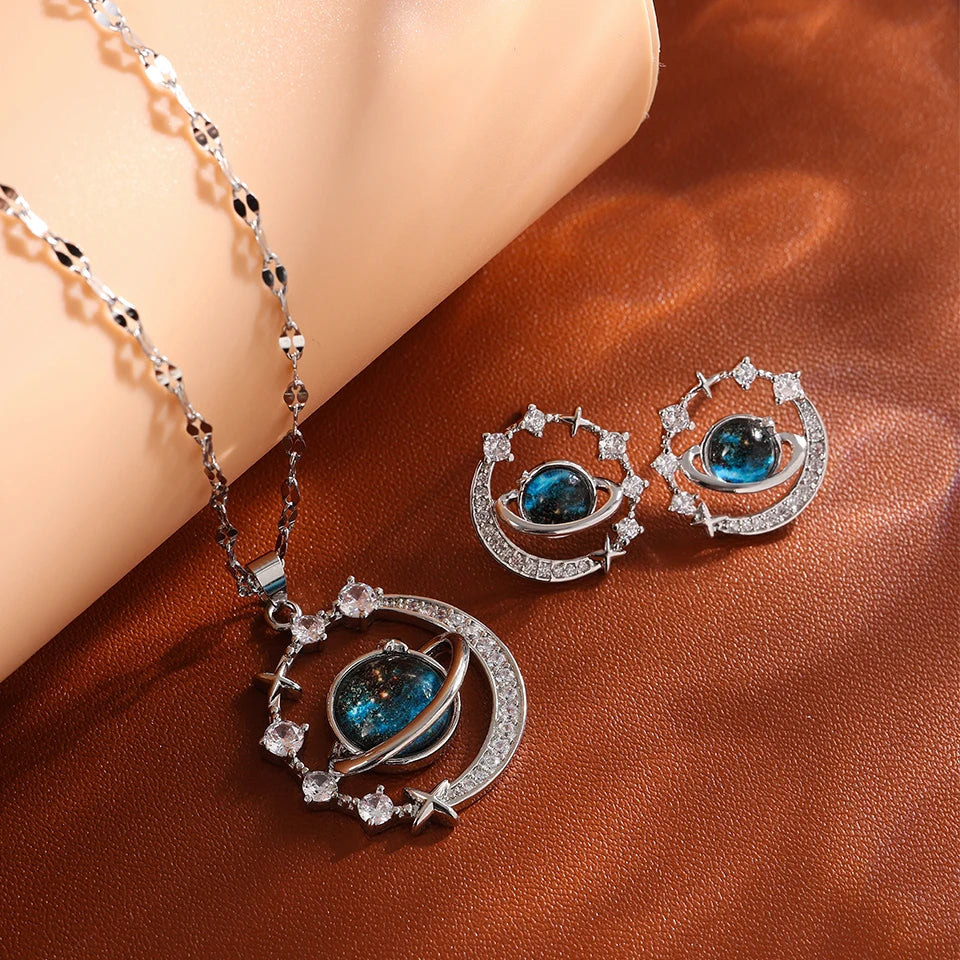 Light Luxury Titanium Steel Star Series Necklace for Women Gold Color Planet Moon Astronaut Pendant Necklaces Jewelry Gifts Quick Pick Grocers