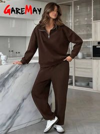 Spring Women's Tracksuit with Zipper Cotton Oversize Classic Pink  Two Piece Set Women Casual  Yellow Trouser Suits for Women Quick Pick Grocers