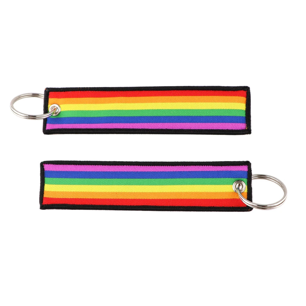 1pcs Rainbow Gay Embroidered Keys Tag Keychains For Motorcycles Cars Backpack Fashion Key Ring Accessories Chaveiro Gifts Quick Pick Grocers