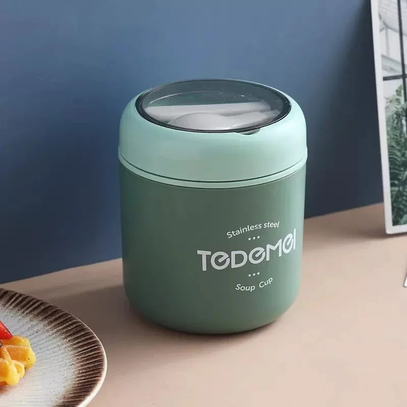510ml Stainless Steel Lunch Box with Spoon Thermal Food Container Vaccum Cup Insulate Bento Box Thermos Soup Cup For Kids School Quick Pick Grocers