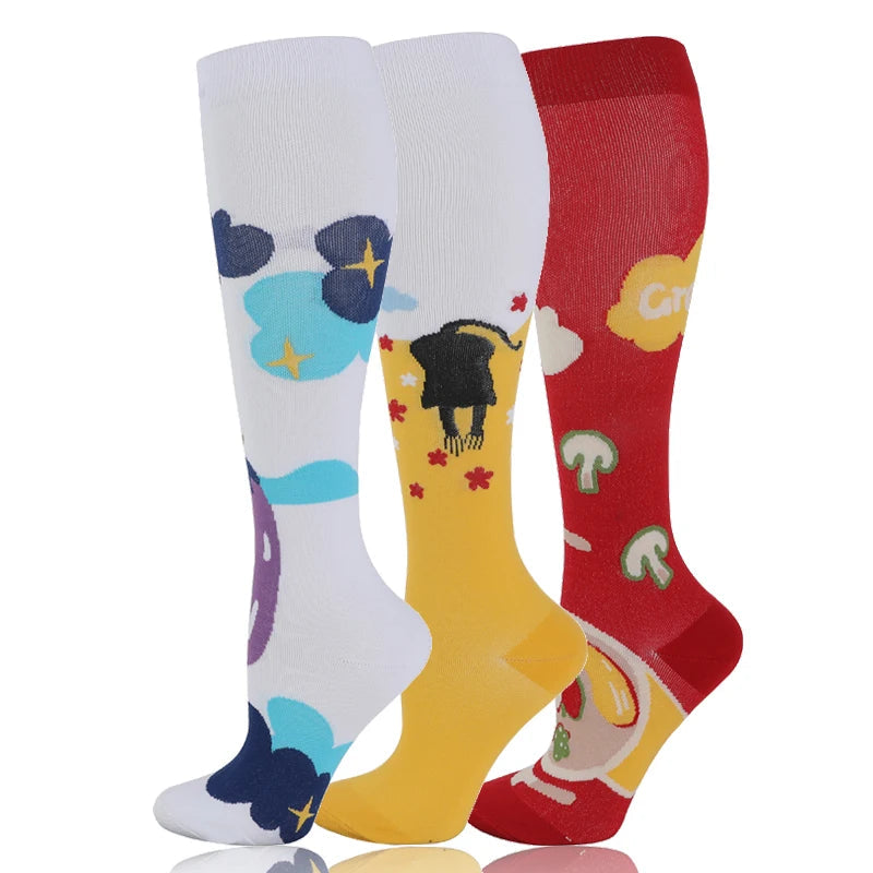 58 Styles 3 Pairs/Pack Compression Socks Knee High 30MmHg  Women Men Sports Socks Edema Diabetes Varicose Veins Running Socks Quick Pick Grocers