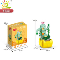 HUIQIBAO MOC Flower Succulent Potted Model Building Block DIY Eternal Bouquet Home Desk Plant Decor Brick Girl Gift Children Toy Quick Pick Grocers