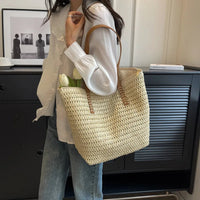 Hand-woven Women's Shoulder Handbag Bohemian 2025 Summer Fashion Straw Beach Tote Bag Travel Shopper Weaving Shopping Bags Quick Pick Grocers