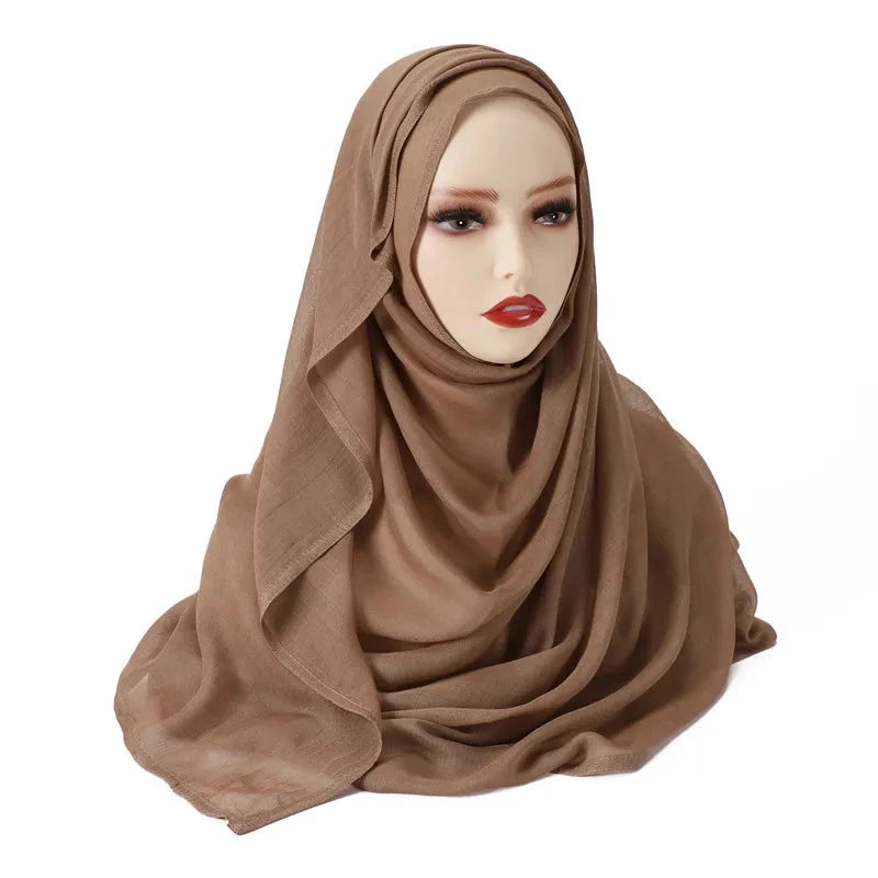 Women Big Size Plain Solid Cotton Rayon Hijab Scarf Lady High Quality Wraps and Shawls Musulman Headband Islamic Turban 180*95Cm Econic Blanks