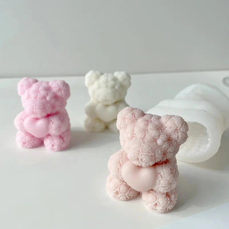 3D Bear Hug Love Silicone Candle Molds Diy Cute Bear Pet Candle Making Supplies Handmade Soap Plaster Resin Mold Home Decor Gift Econic Blanks